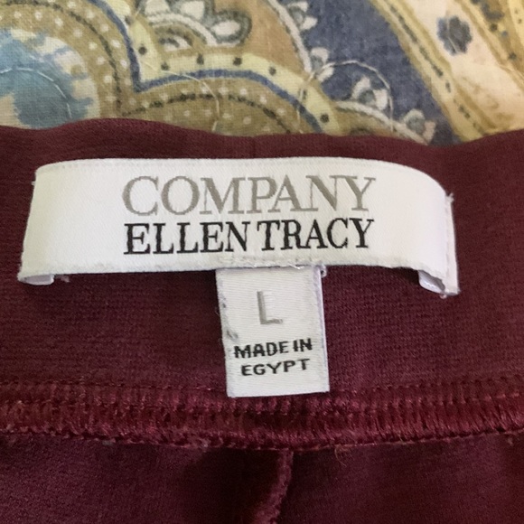 Ellen Tracy COMPANY Bordeaux color pull-up leggings L - Picture 4 of 11